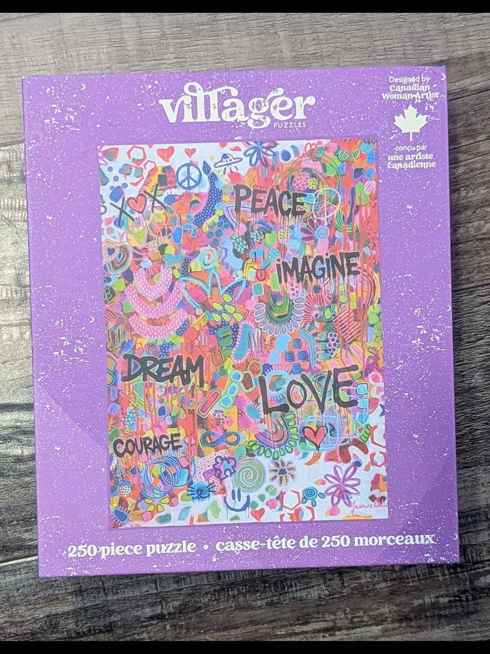 Villager Puzzles 250 Piece Peace Imagine Dream Love Courage Graffiti Art Jigsaw